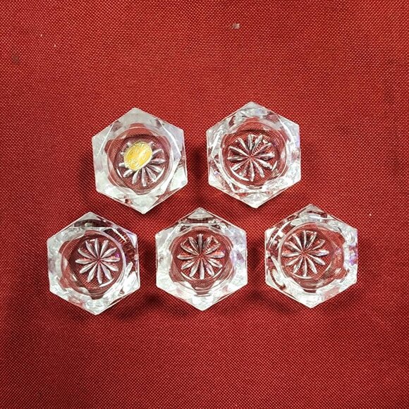 Vintage Set of 5 Open Salt Glass Cellar Clear Czechoslovakia - Picture 1 of 10